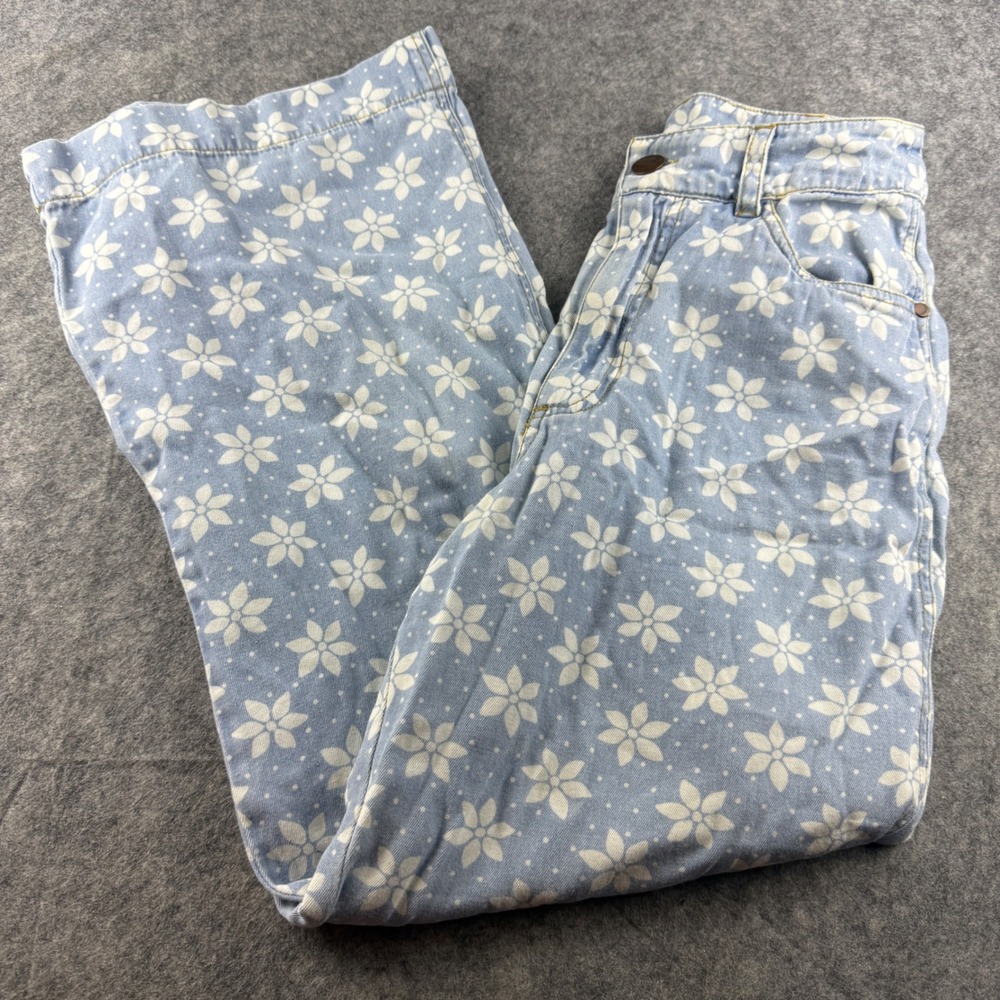 Billabong x Wrangler Floral High Waist Wide Leg Jeans Light Blue Size 27